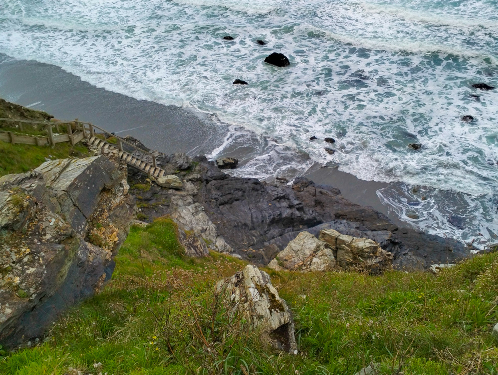 Tregardock beach  at high tide, Cornwall, Britain