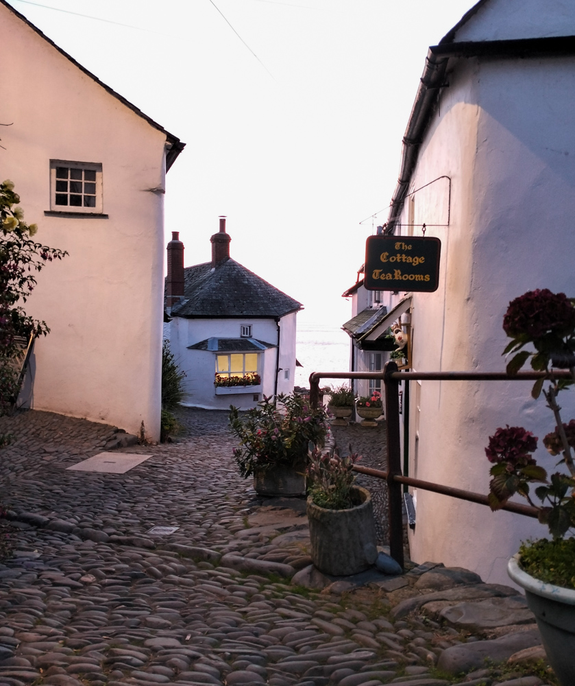 Clovelly white fishermen's cottages and the cobbled street
