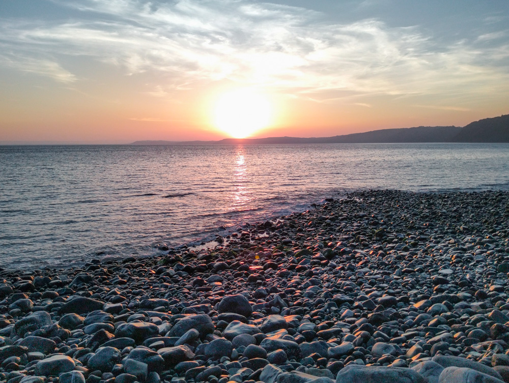 View from the harbour in Clovelly seaview and morning sunrise