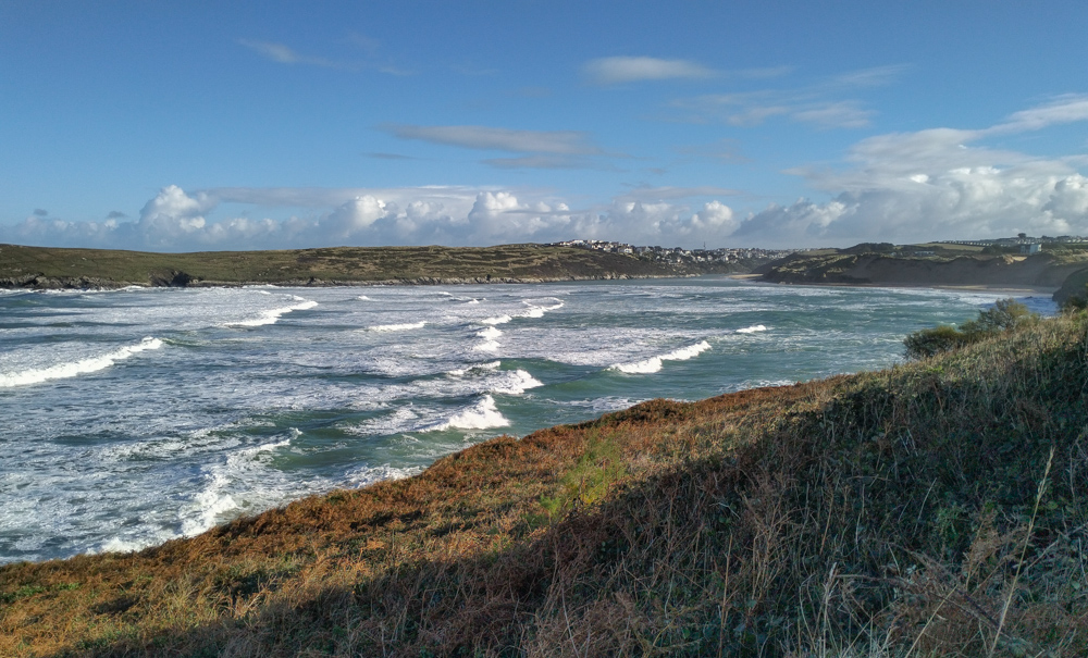 Cornwall Cornish Coast West-Pentire Newquay Atlantic Ocean waves crushing ashore