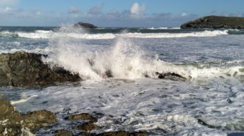 Cornwall Cornish Coast West-Pentire Newquay Atlantic Ocean waves crushing ashore