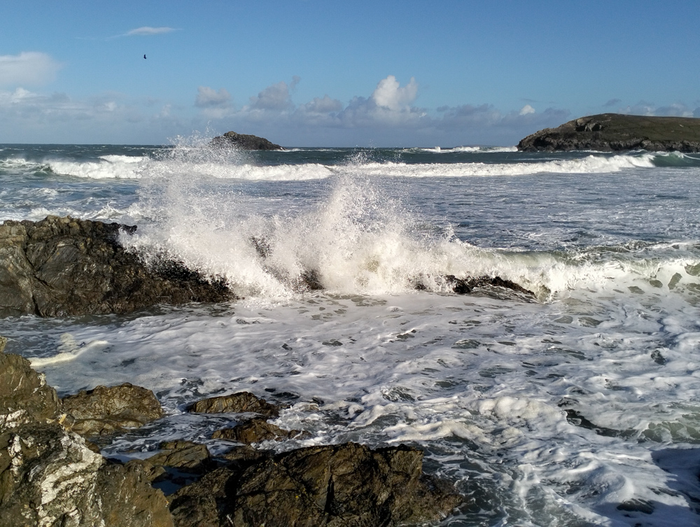 Cornwall Cornish Coast West-Pentire Newquay Atlantic Ocean waves crushing ashore