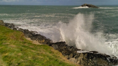 Cornwall Cornish Coast West-Pentire Newquay Atlantic Ocean waves crushing ashore